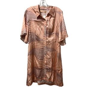 CALI by CALI DREAMING Shirt Dress Large Pink Shift Short Sleeve MSRP $220
